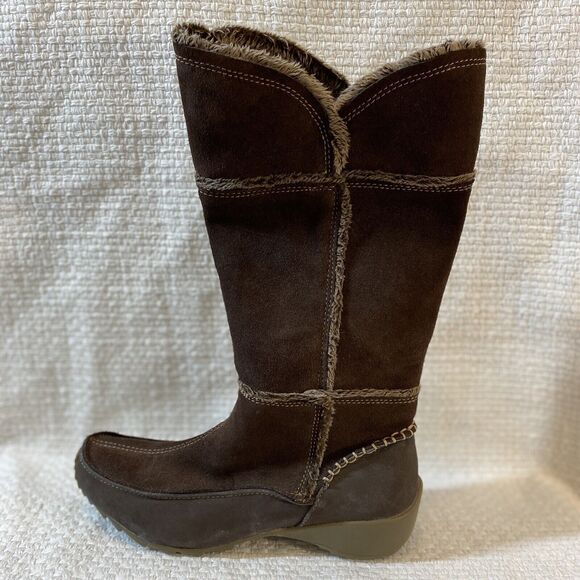 Patchwork Leather Knee HIgh Boots Size 6.5 Browns Faux Fur Lining Sporto - Picture 4 of 9